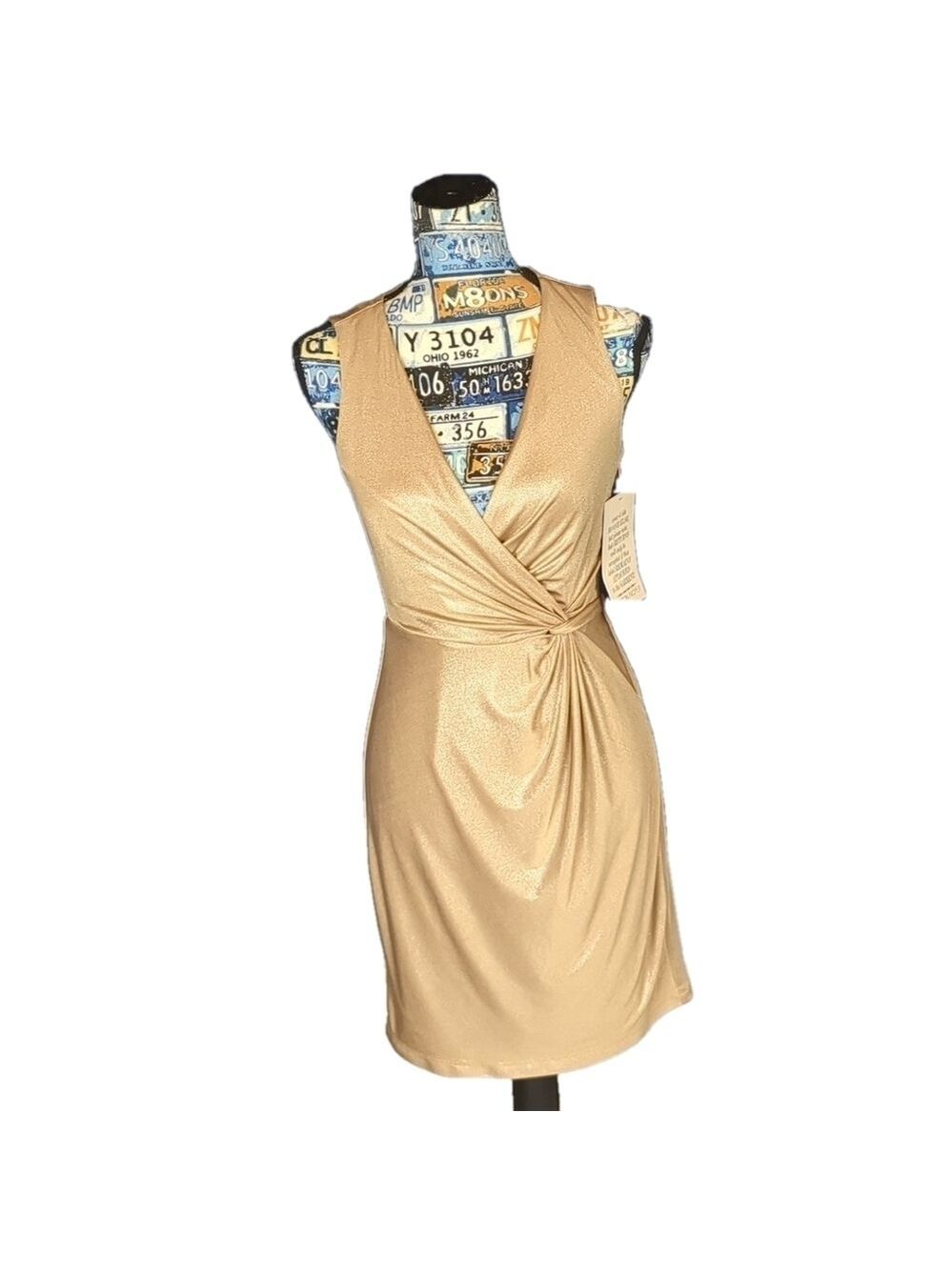 BOSTON proper gold shimmer knot dress size 2